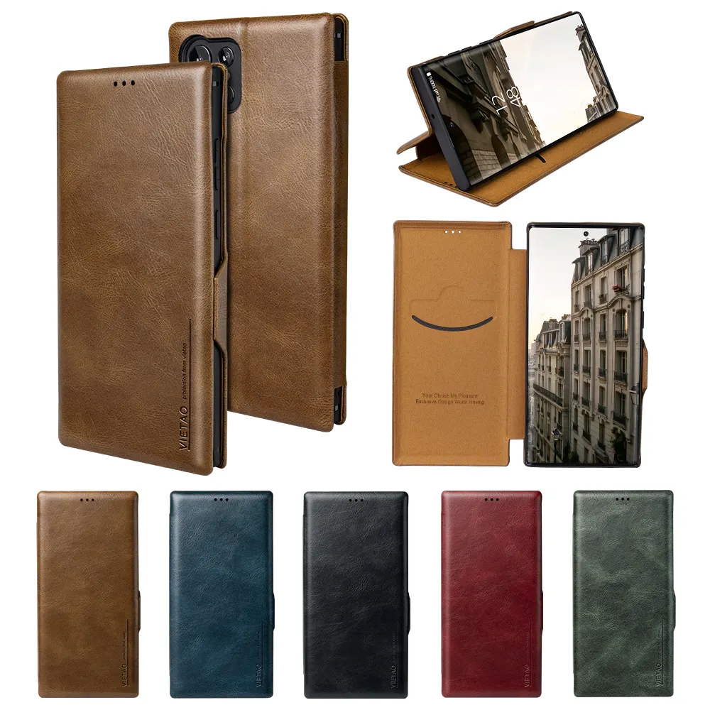 Hot selling PC stand back cover Leather Flip Cover Cell Phone Case For Samsung Note 10 8 9 s8 s9 plus