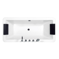 Bañera Rectangular Moderna de Acrílico de 1.7m con Desagüe, Independiente, Minimalista, Ecológica, para Interiores, Fácil de Limpiar, Ideal para Apartamentos