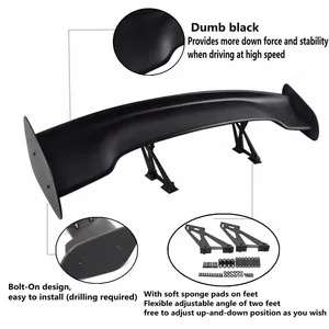 สปอยเลอร์หลังรถยนต์แบบสปอร์ตขนาด 57 นิ้ว 145 ซม. สำหรับรถแข่ง วัสดุอะลูมิเนียมสีดำ รุ่น GT แบบสองแถว สำหรับรถยนต์ VW และ BMW - Product Image 3