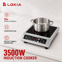Cuisinière à induction commerciale de comptoir, résistante à l'eau IPX4, avec panneau en verre cristal noir sans joint, 3500W, prix d'usine