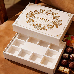 Boîte en papier rigide de luxe pour emballages alimentaires, bonbons, chocolats, biscuits, avec impression personnalisée du logo en bronze, deux pièces, base et couvercle - Product Image 2