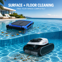 Robot de nettoyage de piscine intelligent combiné, aspirateur automatique de débris flottants en surface + aspirateur de fond sous-marin sans fil, en plastique