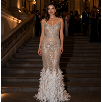 Robe de soirée de luxe, robe de bal longue, robe de bal avec paillettes, strass, cristaux