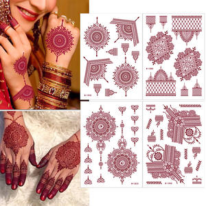Hadiyah Beauty Vente en gros Autocollant de <span class=keywords><strong>tatouage</strong></span> au henné jetable à transfert d'eau marron imperméable <span class=keywords><strong>Tatouage</strong></span> au henné du Moyen-Orient <span class=keywords><strong>Tatouage</strong></span> au henné pour femmes - Product Image 1