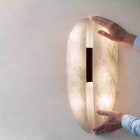 Lámpara de Pared de Alabastro Español con Vetas de Nieve, Lujo Italiano para Sala de Estar, Entrada, Pasillo e Iluminación de Pared de Fondo