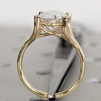 Bague de fiançailles en or massif 10K/14K/18K avec diamant de laboratoire ovale 2 carats et pierres latérales fendues, certifiée IGI CVD/HPHT, personnalisable