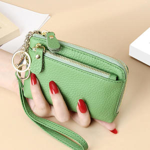 Portefeuille court tendance AndoBag pour femmes, en cuir de vache véritable, jolie pochette à fermeture éclair, porte-monnaie, porte-cartes avec porte-clés - Product Image 4