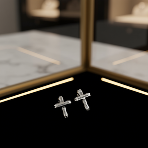 Pendientes de Cruz Papah Ammanstion, Plata 925, Oro Blanco, Joyería Religiosa Cristiana Unisex para Ceremonias - Product Image 2