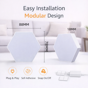 <strong>Hexagon</strong> Wall <strong>Light</strong> Modular LED Wall <strong>Panels</strong> Warm <strong>Light</strong> Bedroom Bedside Ambient Lighting Home Decor - Product Image 3