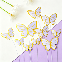 Décoration de gâteau d'anniversaire, insert de pâtisserie, papillon coloré en feuille d'or, drapeau ondulé, modèle DIY populaire sur internet pour table de desserts