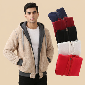 HG233f Usine pakistanaise Personnaliser Hommes Hiver Lourd Poids Zip Up Double Couche Sherpa Doublé Polaire Épais Hoodies Conception Personnalisée - Product Image 1