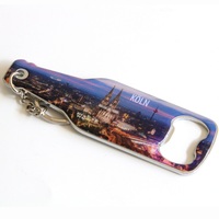 Porte-clés décapsuleur en forme de bouteille de bière en alliage de zinc métallique avec logo personnalisé, souvenirs touristiques de la ville de Cologne, Allemagne