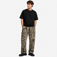 Pantalones de Trabajo DiZNEW para Hombre, Estilo Carpenter, con Múltiples Bolsillos, Presilla para Martillo y Estampado de Textura Rugosa, Corte Recto, Estilo Gorpcore