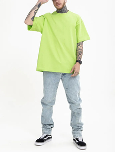 เสื้อยืดคอกลมสำหรับผู้ชายผ้าฝ้าย95% ผ้าสแปนเด็กซ์สีเขียวอ่อนสีพื้นไซส์ใหญ่พิเศษ - Product Image 2