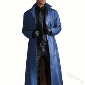 Gabardina de piel sintética de manga larga para hombre, abrigo cortavientos de otoño con cierre de cremallera, prendas de vestir holgadas ajustadas para invierno - Product Image 4