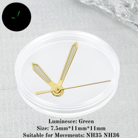 Aiguilles de montre lumineuses vertes en acier inoxydable noir et or rose, accessoires pour mouvements automatiques Sandoz NH35 NH36 NH70/4R/7S