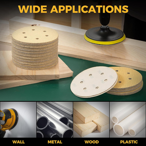 سفن أمريكية محلية شحن مجاني 24 ساعة الولايات المتحدة الأمريكية 50 في 6 بوصة 6 ثقوب أقراص الصنفرة 80--ورق صنفرة أكسيد الألومنيوم الحصى - Product Image 6