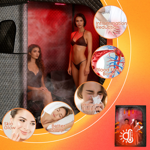 Sauna infrarouge pliable ZT pour 2 personnes, sauna portable à vapeur pour la maison, design pliable noir pour le corps entier - Product Image 4