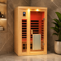 Ruang Sauna Uap Basah Inframerah Jauh Kayu Solid Hemlock/Cedar Merah dengan Panel Kontrol Komputer, Jendela Transom, Garansi 1 Tahun, dan Steker Listrik