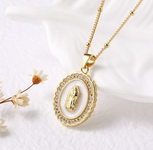 Collier Pendentif Vierge <span class=keywords><strong>Marie</strong></span> Plaqué Or 18K Zircon <span class=keywords><strong>Rose</strong></span> <span class=keywords><strong>Bijoux</strong></span> Religieux pour Cadeau Matériau Principal Laiton - Product Image 5