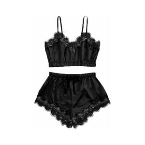 Ensemble de pyjama minimaliste pour femme, couleur unie, débardeur et short, en tissu thermique premium, respirant, doux, taille élastique, pour tous les jours et la nuit - Product Image 1