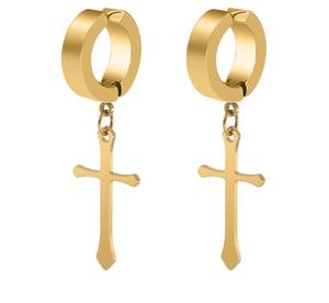 Boucles <span class=keywords><strong>d</strong></span>'oreilles à la mode sans piercing pour homme, boucles <span class=keywords><strong>d</strong></span>'oreilles croisées en acier inoxydable - Product Image 3