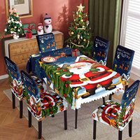 2025 Nouvelle Housse de Chaise de Restaurant Imprimée Père Noël Nappe Imperméable en Polyester Ensemble Table et Chaises
