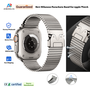 Bracelet en maille d'<span class=keywords><strong>acier</strong></span> inoxydable de luxe avec boucle parachute pour <span class=keywords><strong>Apple</strong></span> <span class=keywords><strong>Watch</strong></span> Ultra 49 mm, bracelets pour Iwatch 11, bracelet de montre - Product Image 1