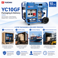 Groupe électrogène diesel ouvert SCDC Yuchai YC10GF 10 kW monocylindre refroidi par air, démarrage électrique, alimentation extérieure et pour zones isolées