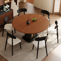 Table à manger ronde extensible en bois massif moderne, 4 chaises, multifonctionnelle pour appartement, villa, hôtel