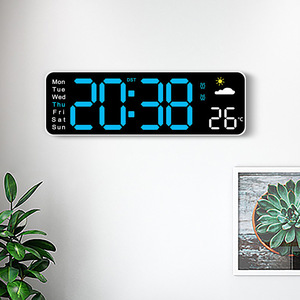 Horloge murale numérique à grand écran, réveil LED avec télécommande, horloge de bureau/murale filaire avec <span class=keywords><strong>date</strong></span>, <span class=keywords><strong>jour</strong></span> de la semaine, température et humidité - Product Image 4