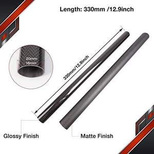 Tubos de Fibra de Carbono 100% Pura de 330 mm x 20 mm x 22 mm, Envueltos en Rollo 3K, Superficie Brillante, Bolsas para Cuadricópteros, Producto de Fibra de Carbono Tejida - Product Image 5