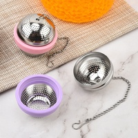 Infuseur à thé en forme de boule en acier inoxydable 18/8 et silicone écologique, filtre à épices en maille avec chaîne de suspension