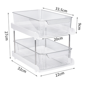 Mode 2 niveaux étagère <span class=keywords><strong>de</strong></span> rangement salle <span class=keywords><strong>de</strong></span> bain accessoire organisateur <span class=keywords><strong>cuisine</strong></span> panier toboggan <span class=keywords><strong>cuisine</strong></span> salle <span class=keywords><strong>de</strong></span> bain armoire <span class=keywords><strong>sous</strong></span> l'évier organisateur - Product Image 1