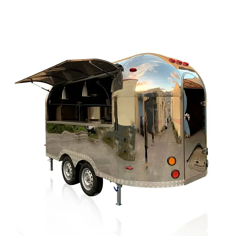 Airstream מזון נגרר קפה נגרר משאית בישול סין הנמכר ביותר בחוץ מזון נגרר עם מטבח מלא