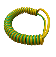 Câble de terre jaune-vert en cuivre avec pince crocodile, câble de mise à la terre, câble d'alimentation, câble spiralé