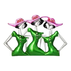 绿色粉色帽子胸针优雅女士珐琅水钻胸针女式级服装别针毛衣派对礼品配件