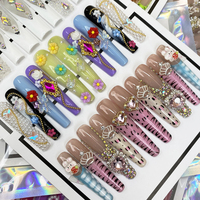 Long carré acrylique fait à la main ongles entièrement décoré Style Y2K en gros 10 pièces qualité artificielle à la main ongles à presser ensemble d'art