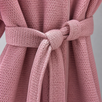 Peignoir à capuche en tissu gaufré, longue robe de chambre, vêtement de nuit 100% coton pour femme, peignoir léger de détente, personnalisable en gros