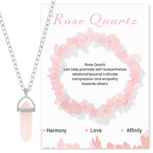 Bracelet élastique en pierres naturelles <span class=keywords><strong>de</strong></span> 8 mm avec carte |   Bracelets en cristal <span class=keywords><strong>de</strong></span> guérison en améthyste et quartz rose pour femmes et hommes - Product Image 6