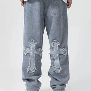 <span class=keywords><strong>Jeans</strong></span> <span class=keywords><strong>Boyfriend</strong></span> Hip Hop pantaloni larghi in Denim a gamba larga ricamati <span class=keywords><strong>Jeans</strong></span> High Street da <span class=keywords><strong>uomo</strong></span> - Product Image 5