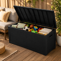 Boîte de rangement extérieure étanche en WPC, grande capacité, verrouillable, coffre de rangement pour patio et jardin, pour coussins et outils