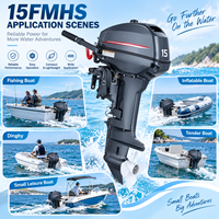 Moteur hors-bord YAMHA 15FMHS 11 kW 2 temps à arbre court, démarrage manuel pour bateau de pêche, bateau pneumatique, annexe et petit bateau de travail