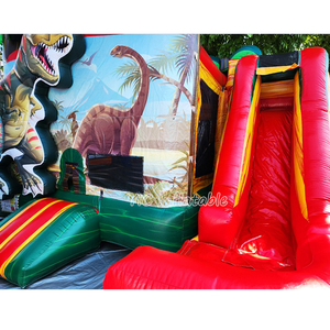 Château gonflable commercial d'extérieur avec toboggan aquatique, thème dinosaure, <span class=keywords><strong>cabane</strong></span> en rondins, pour fêtes - Product Image 4