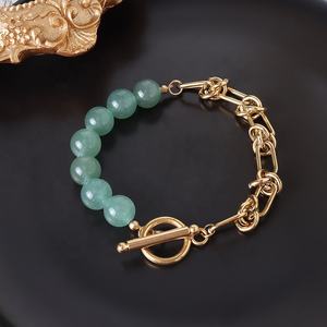 2023 Maatwerk Nieuwe Kralen Groene Stenen + Zwarte Lavastenen Armband Rvs Kettingschakel Ot Armband - Product Image 4