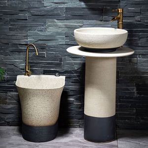 Lavabo de Cerámica Tipo Pilar para <span class=keywords><strong>Exterior</strong></span>, Hotel, Baño, Diseño Rústico, Lavabos de Encimera - Product Image 2