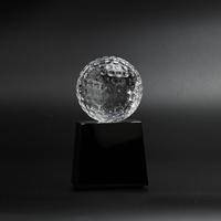 Trophée sportif en cristal K9 de 60 mm en or fin, gravé au laser, fait main, écologique, avec base trapézoïdale noire, pour golf, football, billard