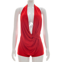 Combinaison moulante sexy pour femme, sans manches, dos nu, col licou, style bandage, pour club
