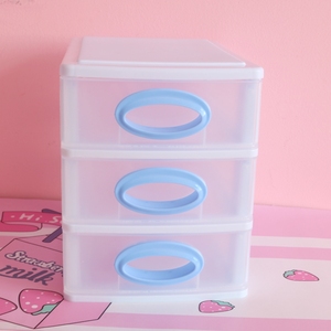 22*16*19厘米小桌面透明前塑料3抽屉收纳柜 - Product Image 4