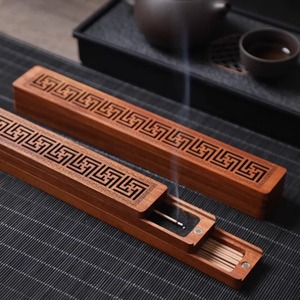 Brûleur d'encens en bois à double couche, brûleur d'encens portable, base d'encens domestique, rangement intégré pour les voyages et - Product Image 1